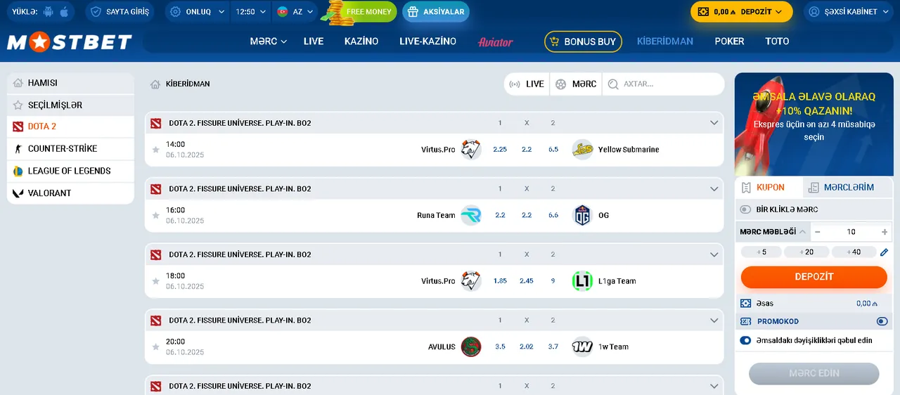 MostBet esports və yeni mərc bazarları